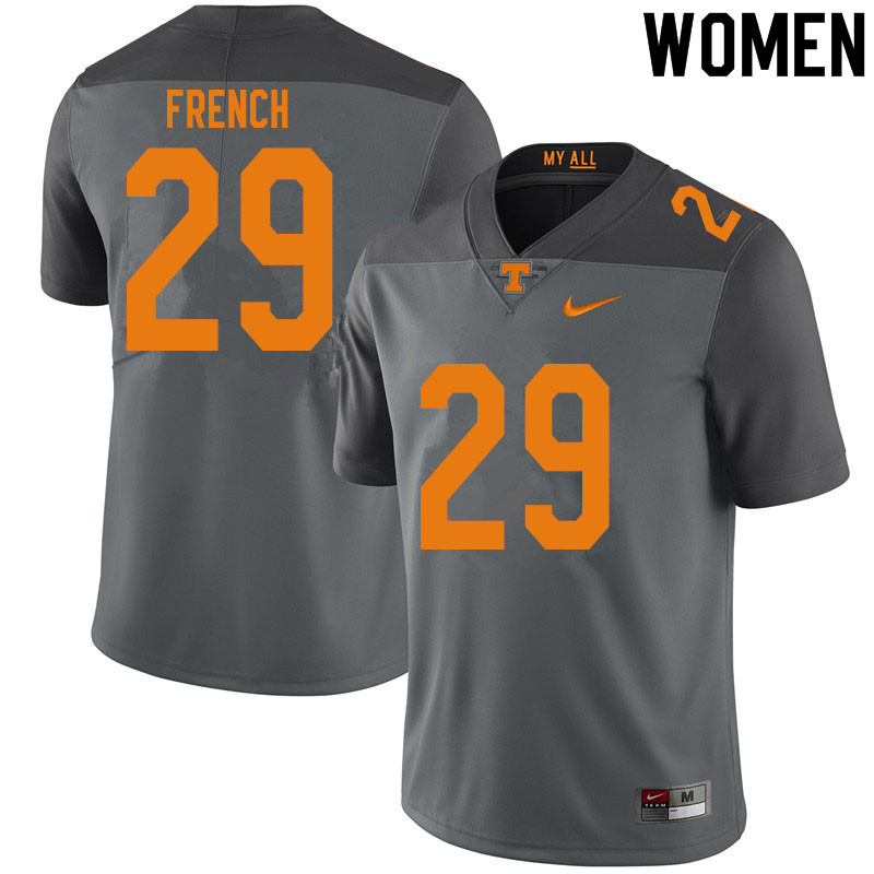 Women #29 Martavius French Tennessee Volunteers College Football Jerseys Sale-Gray